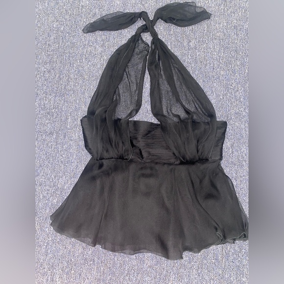 ‼️❌SOLD❌‼️Valentino Rare Black Silk Halter Top White Label Iconic Luxury Style - Picture 5 of 6